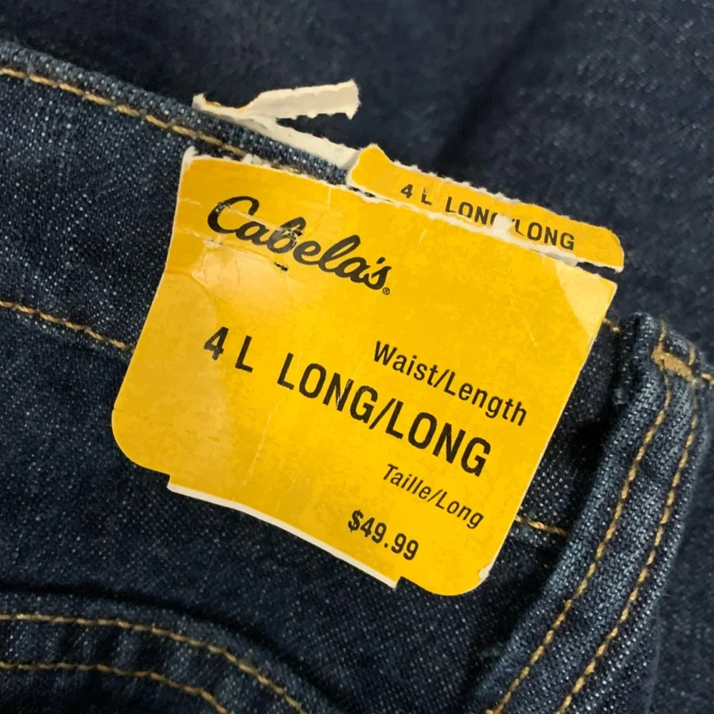 Cabela's Flannel Lined Dark Indigo Wash Long Bootcut Jeans